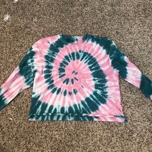 blue and pink tye dye crop top